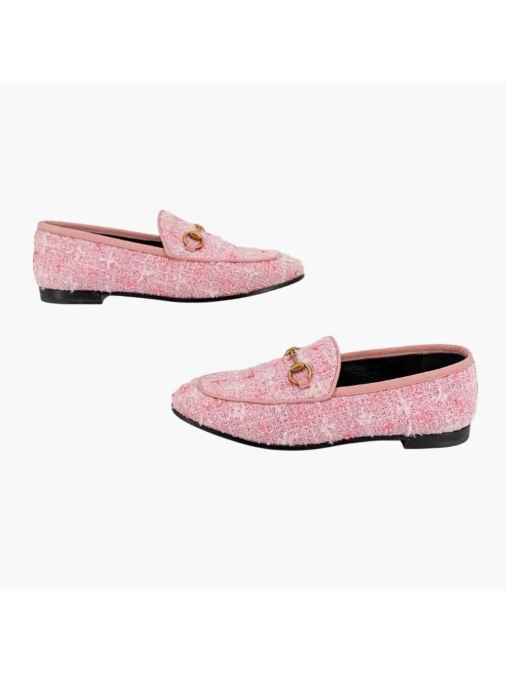Gucci Jordaan Light Pink Tweed Horsebit Loafers Size 37 US 7 Women's Flats - Picture 8 of 15